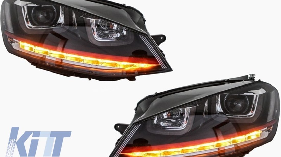 Faruri 3D LED Volkswagen Golf 7 VII (2012-up) R20 GTI Design Semnal LED