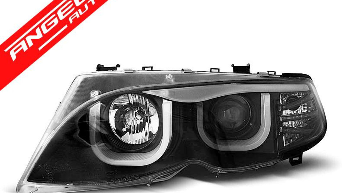 Faruri Angel Eyes 3D BMW Seria 3 E46 2001-2005 Negru