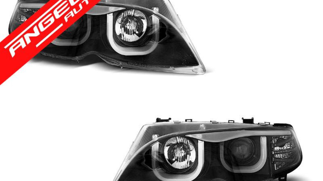 Faruri Angel Eyes 3D BMW Seria 3 E46 2001-2005 Negru