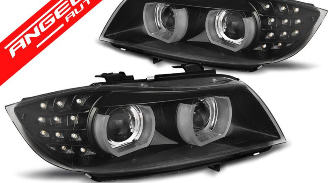 Faruri Angel Eyes 3D BMW Seria 3 E90/E91 2009-2011 Xenon AFS