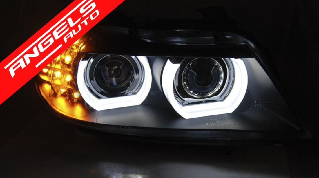 Faruri Angel Eyes 3D BMW Seria 3 E90/E91 2009-2011 Xenon AFS