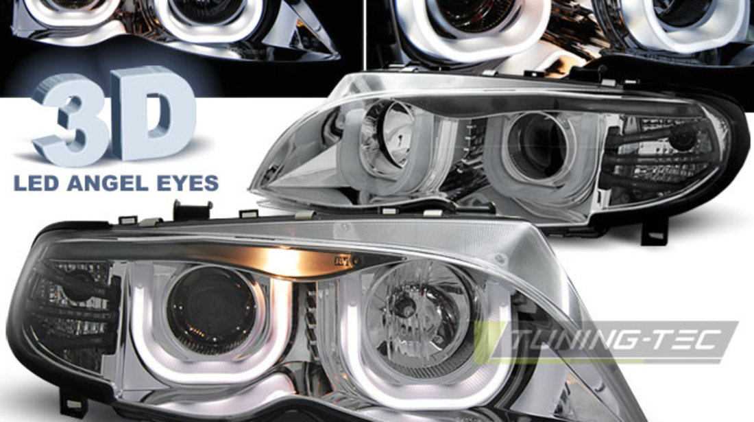 Faruri ANGEL EYES 3D Crom look compatibila BMW E46 09.01-03.05 S/T