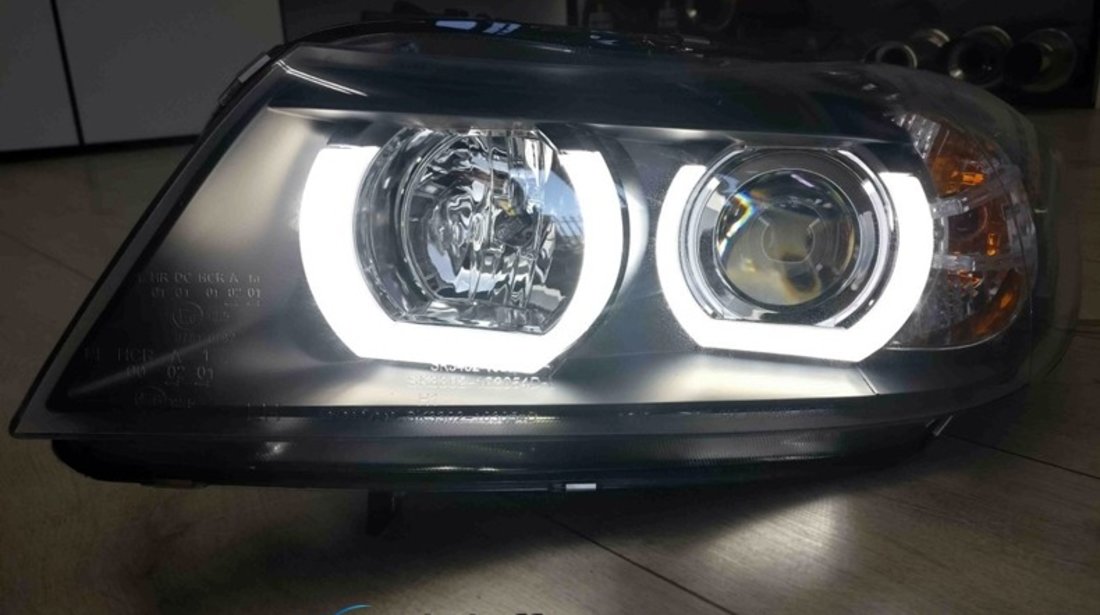 Faruri Angel Eyes 3D LED BMW Seria 3 E90/E91 (2005-2011) Black