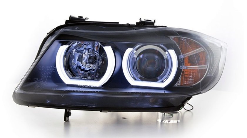 Faruri Angel Eyes 3D LED BMW Seria 3 E90/E91 (2005-2011) Black