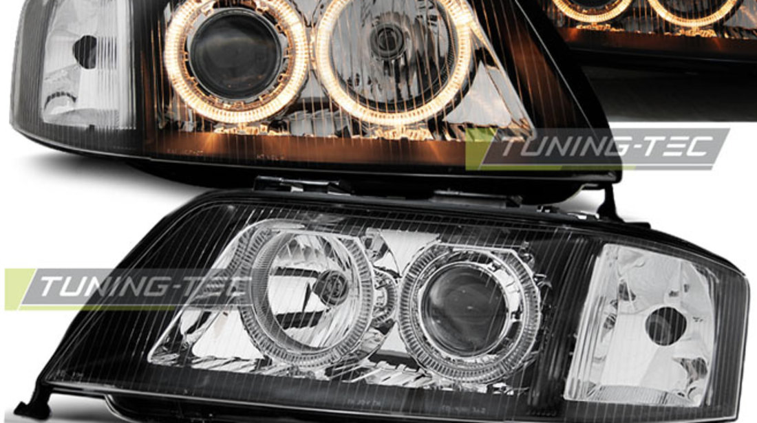 Faruri ANGEL EYES BLACK compatibila AUDI A6 05.97-09.99