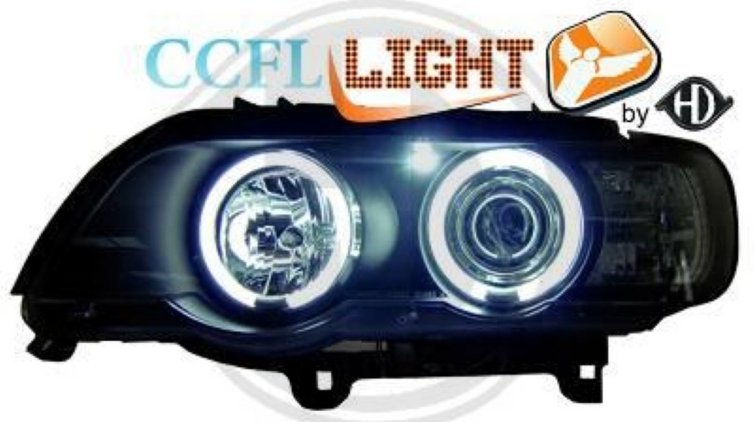 FARURI ANGEL EYES BMW E53 X5 FUNDAL CROM SAU NEGRU CU CCFL