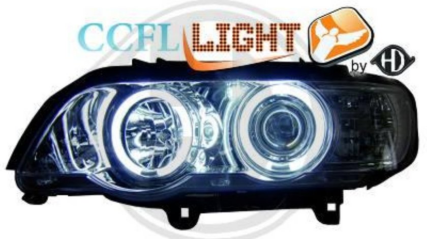 FARURI ANGEL EYES BMW E53 X5 FUNDAL CROM SAU NEGRU CU CCFL