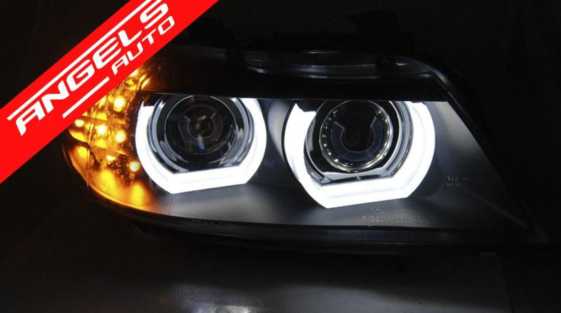 Faruri Angel Eyes BMW E90/E91 2009-2011 Xenon Semnal LED