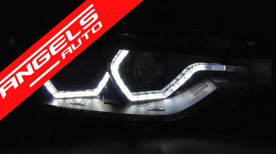 Faruri Angel Eyes BMW F30/F31 2011-2015 Negru Xenon AFS