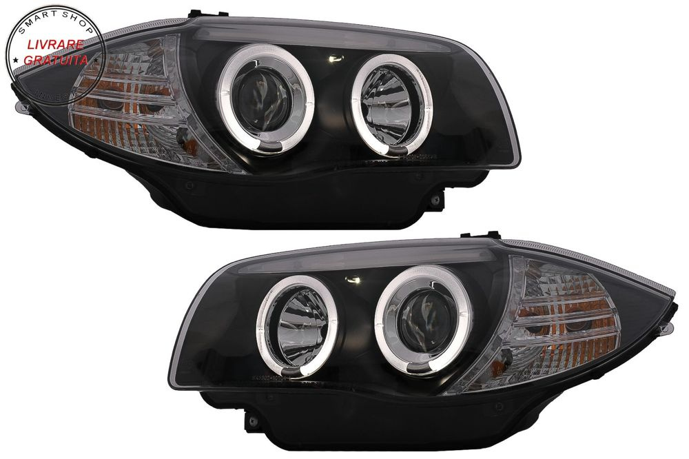 Faruri Angel Eyes BMW Seria 1 E81 E82 E87 E88 (2004-2011) Negru- livrare gratuita