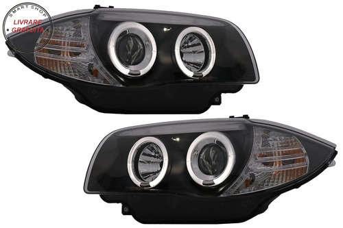Faruri Angel Eyes BMW Seria 1 E81 E82 E87 E88 (2004-2011) Negru- livrare gratuita