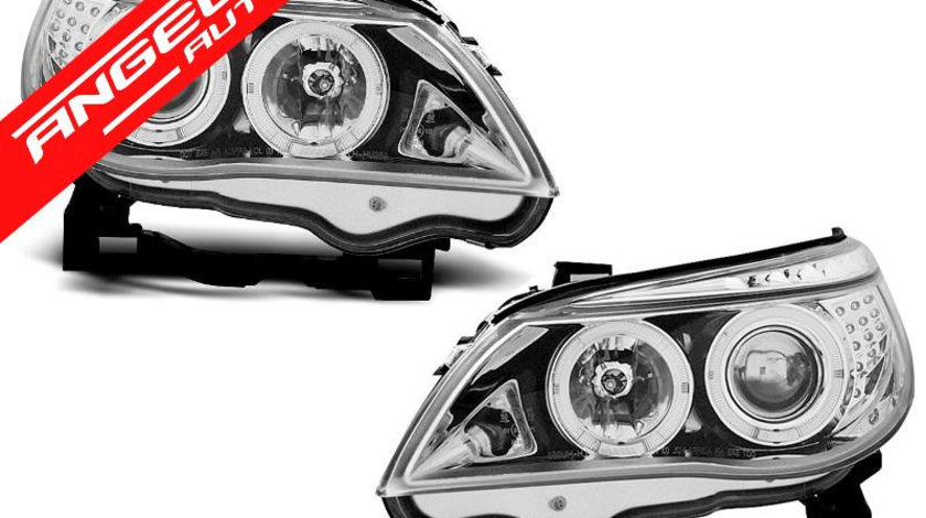 Faruri ANGEL EYES BMW Seria 5 E60/E61 03-07 CHROME Semnal LED