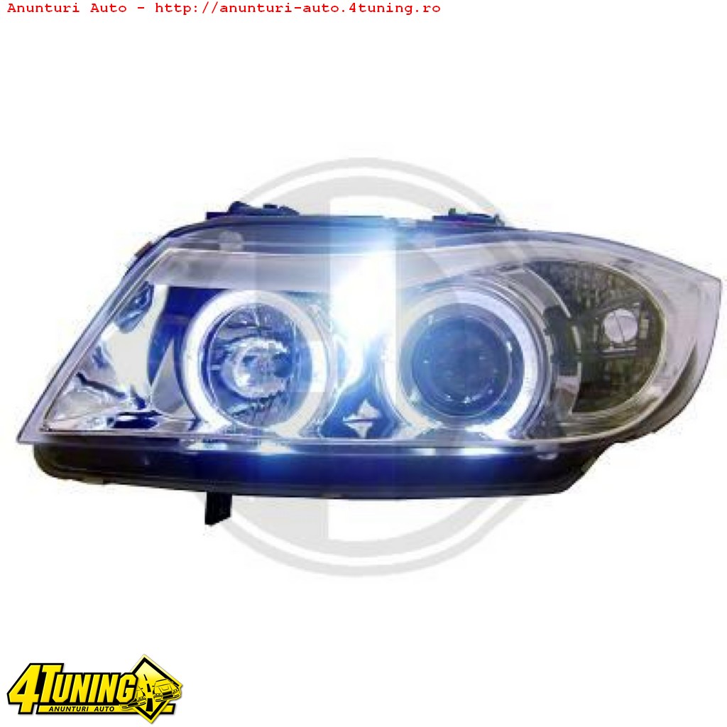 FARURI ANGEL EYES BMW SERIE 3 E90 FUNDAL CROM SAU NEGRU