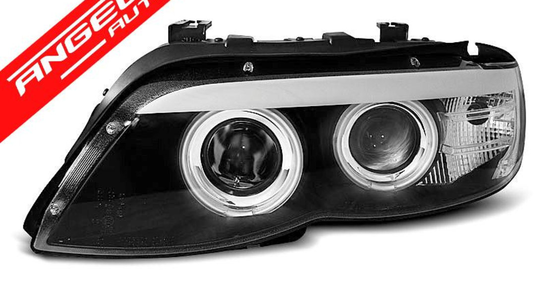 Faruri Angel Eyes BMW X5 E53 2003-2006 Fundal Negru Xenon