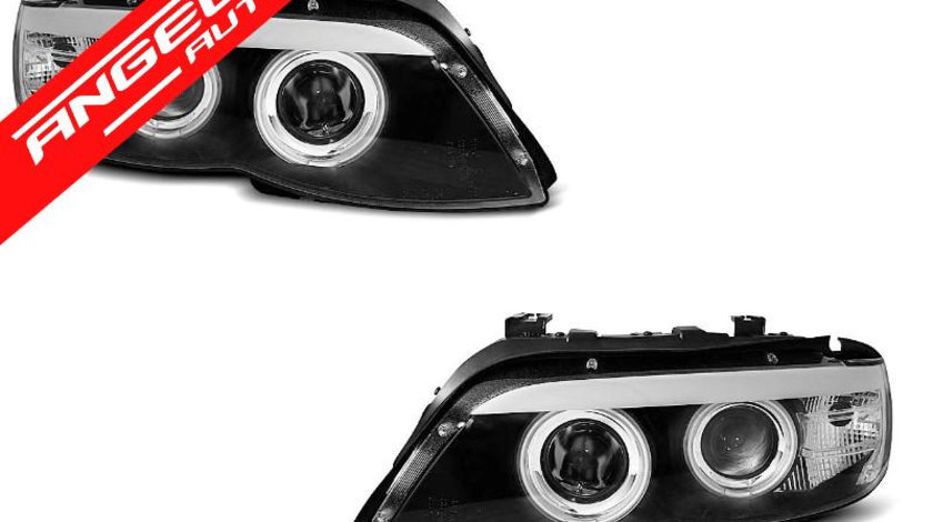 Faruri Angel Eyes BMW X5 E53 2003-2006 Fundal Negru Xenon