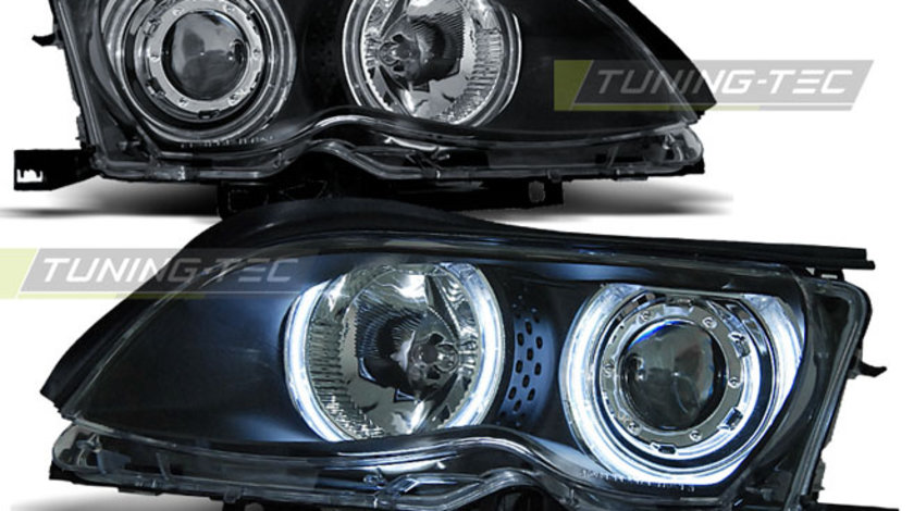 Faruri ANGEL EYES CCFL BLACK compatibila BMW E46 09.01-03.05