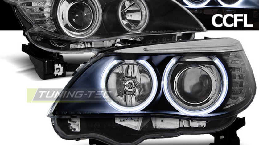 Faruri ANGEL EYES CCFL BLACK compatibila BMW E60/E61 03-07