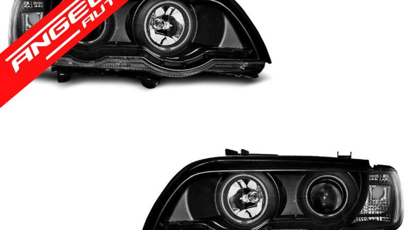 Faruri Angel Eyes CCFL BMW X5 E53 1999-2003 Interior Negru Xenon