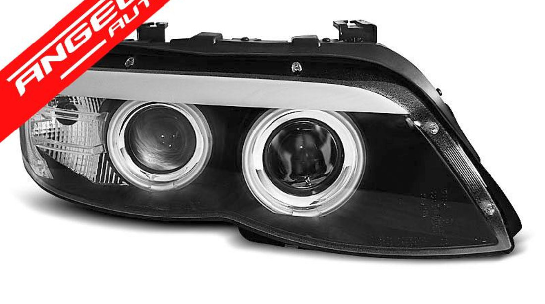 Faruri Angel Eyes CCFL BMW X5 E53 2003-2006 Negru Xenon