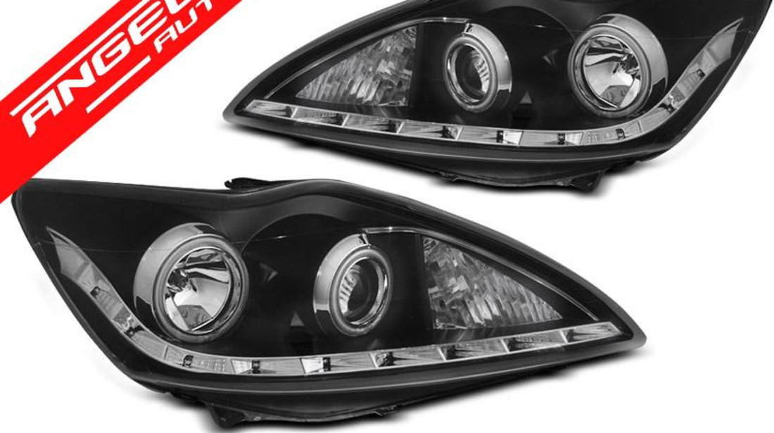 Faruri Angel Eyes CCFL Ford Focus II 2008-2010 Negru