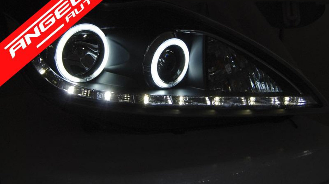 Faruri Angel Eyes CCFL Ford Focus II 2008-2010 Negru