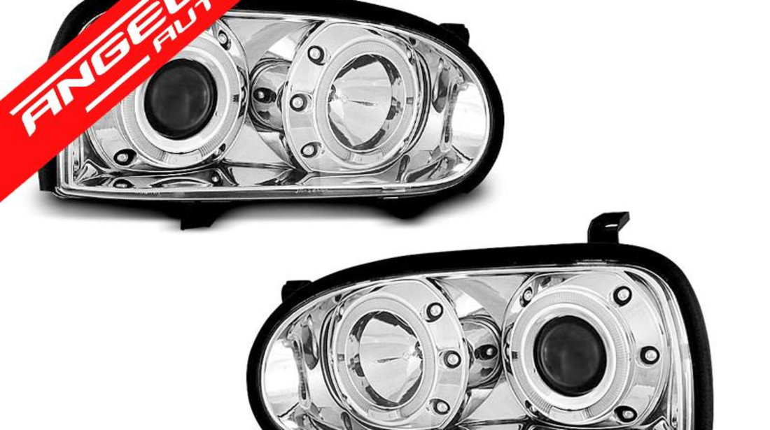 Faruri ANGEL EYES CHROME potrivite pentru VW GOLF 3 09.91-08.97