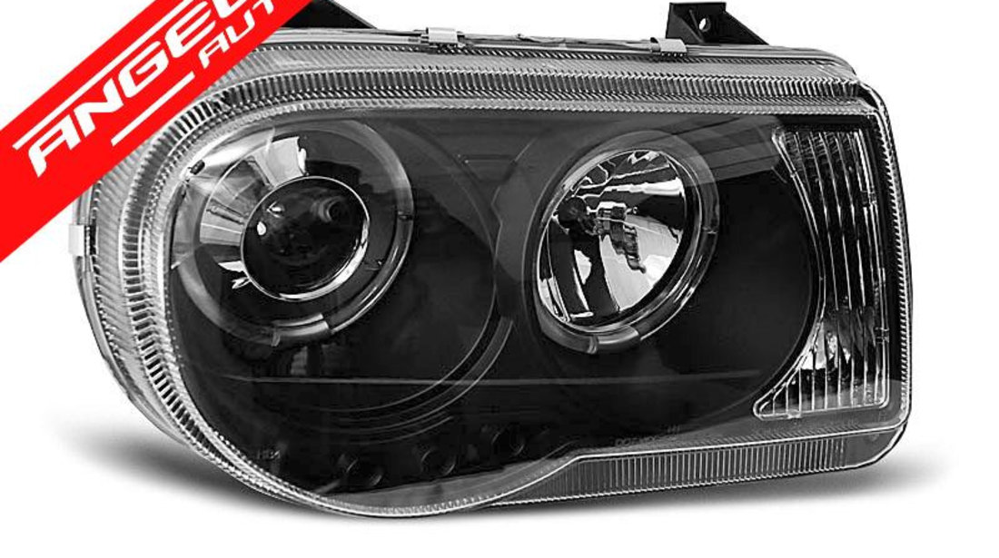 Faruri Angel Eyes CHRYSLER 300C 2005-2010 Negru