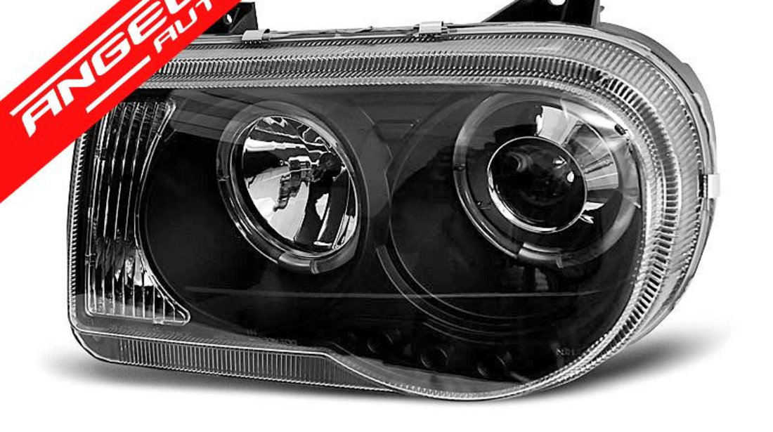 Faruri Angel Eyes CHRYSLER 300C 2005-2010 Negru