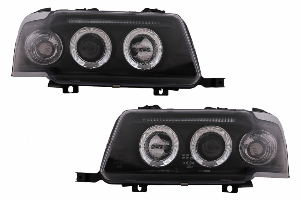 Faruri Angel Eyes compatibil cu Audi 80 B4 (09.1991-04.1996) Negru HLAU80B4
