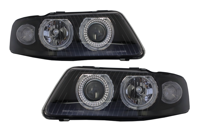 Faruri Angel Eyes compatibil cu Audi A3 8L (09.2000-05.2003) Negru HLAUA38L