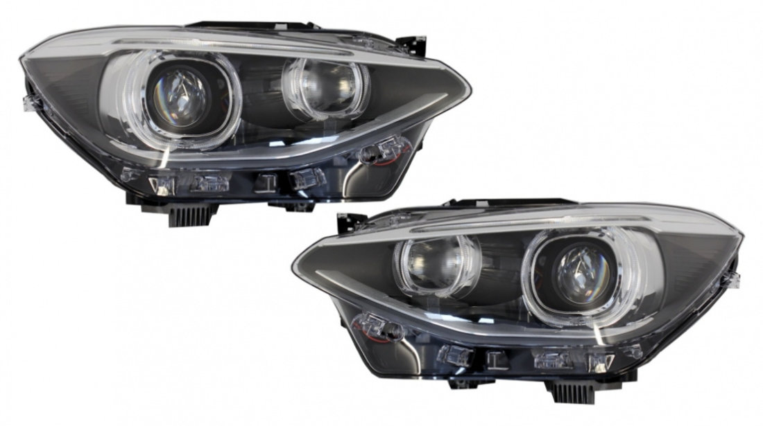 Faruri Angel Eyes compatibil cu BMW 1 Series F20 F21 (2011-2014) Negru HLBMF20NFB