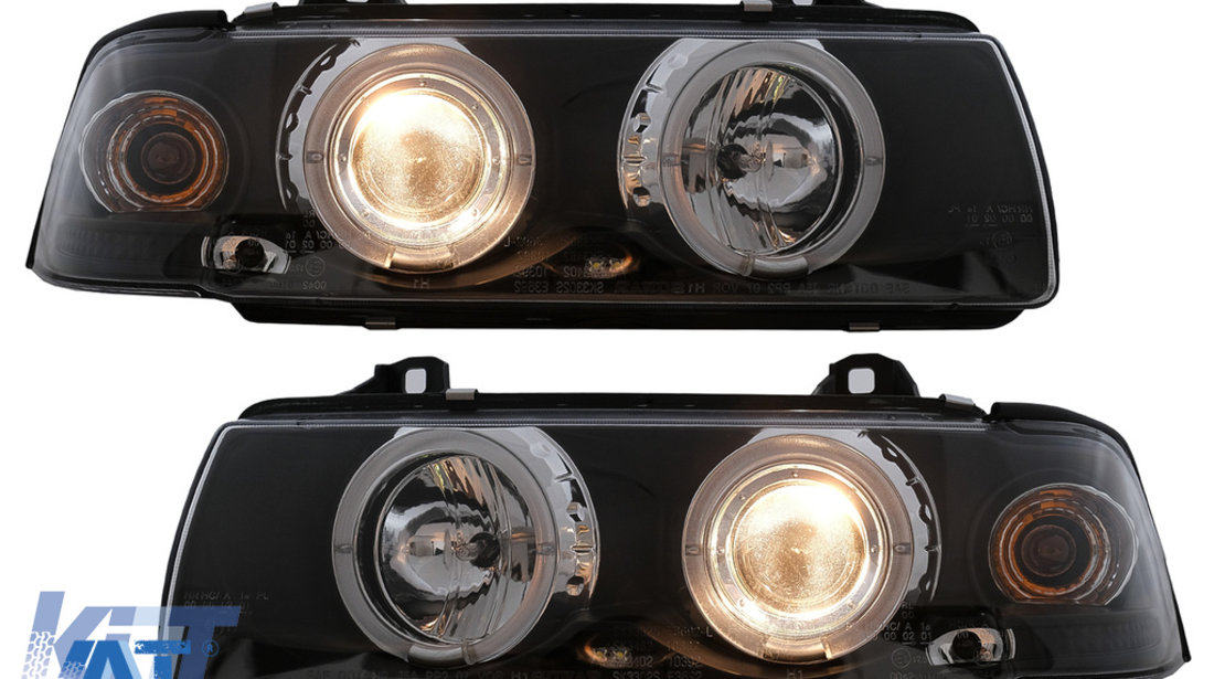 Faruri Angel Eyes compatibil cu BMW Seria 3 E36 Coupe Cabrio (1990-1999) Negre