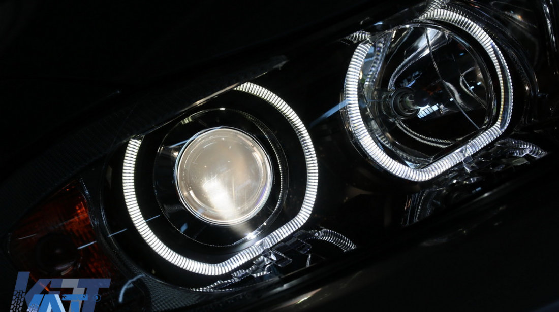 Faruri Angel Eyes compatibil cu BMW Seria 3 E90 Sedan E91 Touring (03.2005-2011) Negru