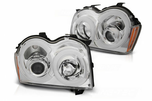 Faruri Angel Eyes compatibil cu Chrysler Jeep Grand Cherokee (2005-2008) Crom HLJEGCC2