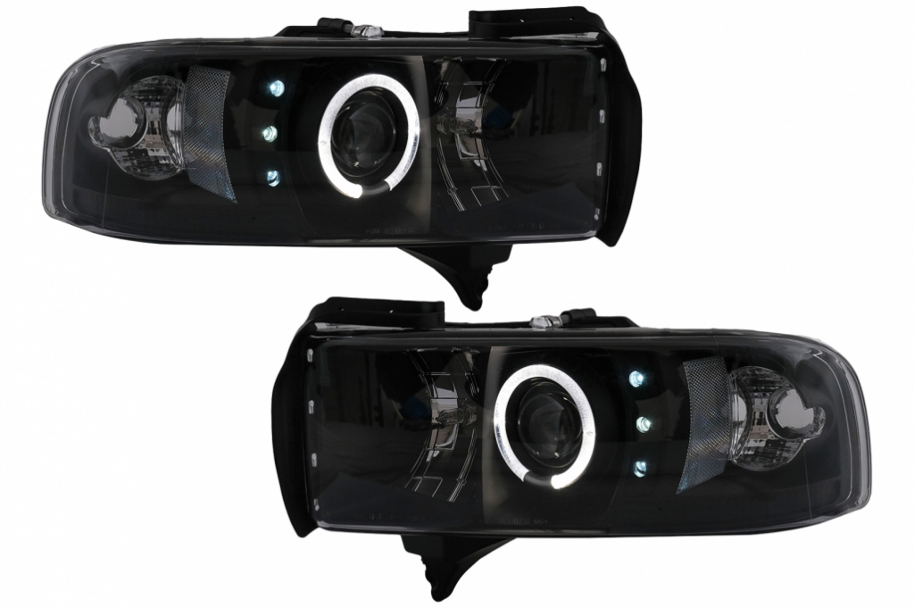 Faruri Angel Eyes compatibil cu Dodge RAM II Pick-Up (1994-2001) Negru HLDORAMNFLB
