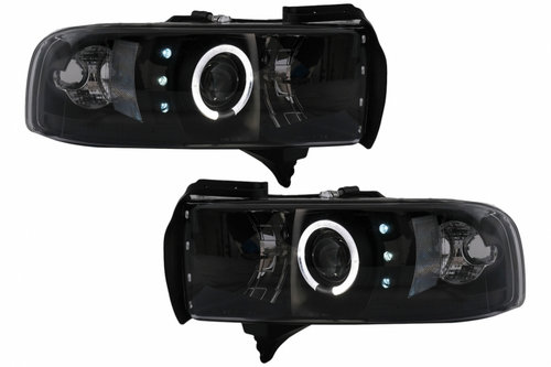 Faruri Angel Eyes compatibil cu Dodge RAM II Pick-Up (1994-2001) Negru HLDORAMNFLB