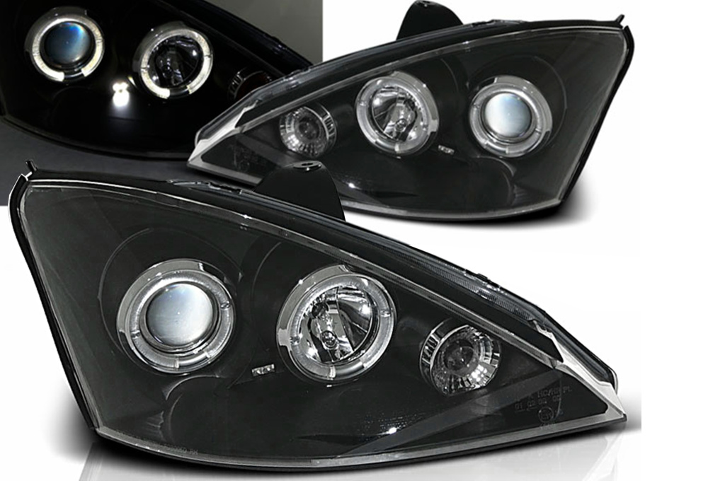 Faruri Angel Eyes compatibil cu Ford Focus (11.2001-10.2004) Negru