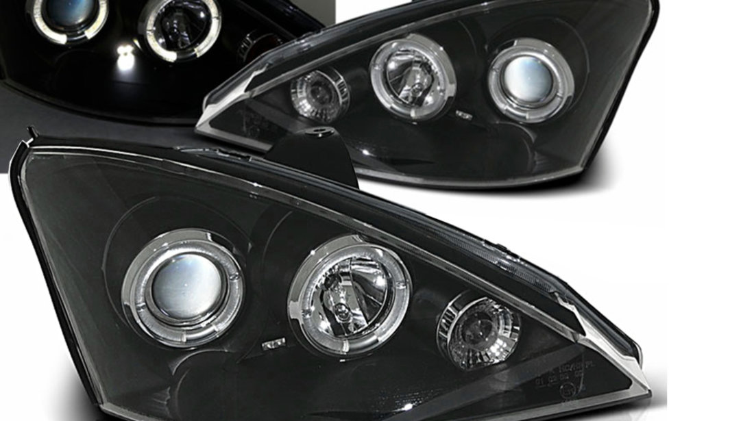 Faruri Angel Eyes compatibil cu Ford Focus (11.2001-10.2004) Negru