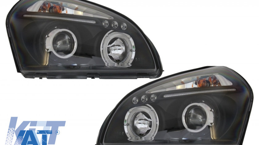 Faruri Angel Eyes compatibil cu Hyundai Tucson (2004-2010) Negre