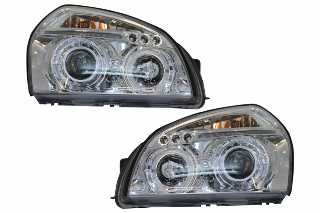 Faruri Angel Eyes compatibil cu Hyundai Tucson (2004-2010) Crom HLHYTUC