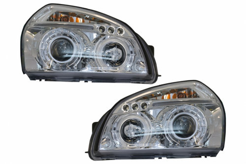 Faruri Angel Eyes compatibil cu Hyundai Tucson (2004-2010) Crom HLHYTUC