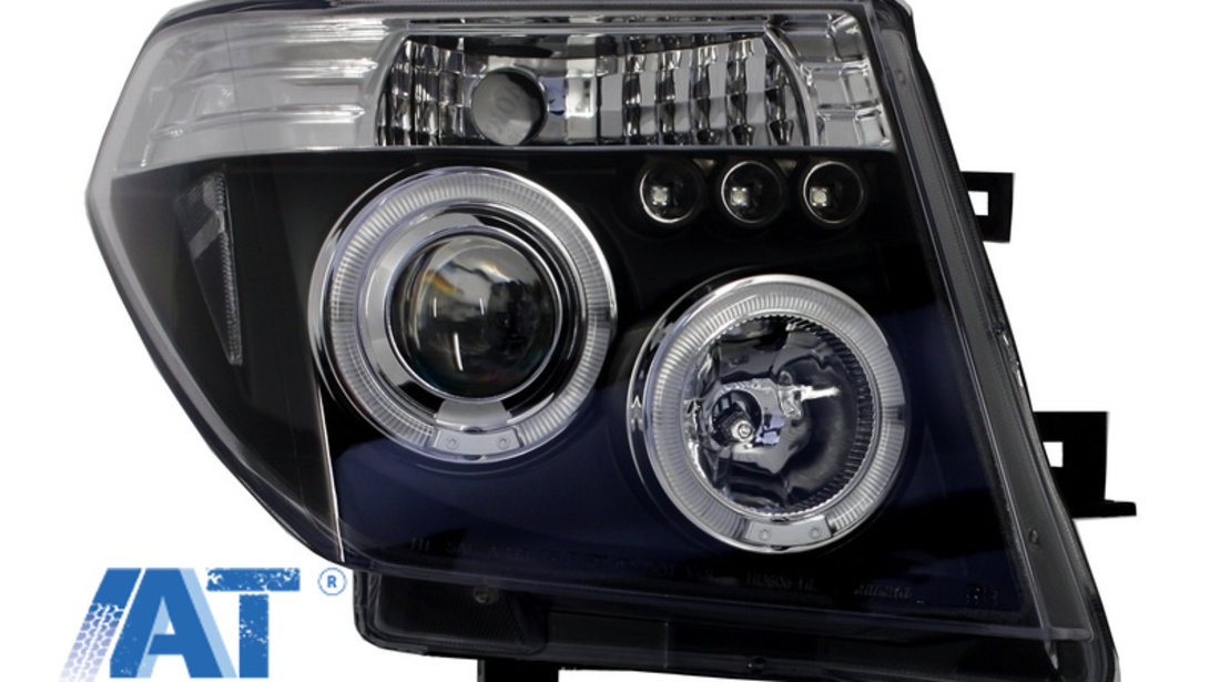 Faruri Angel Eyes compatibil cu Nissan Navara D40 (2004-2009) Nissan Pathfinder R51 (2005-2008) Negru