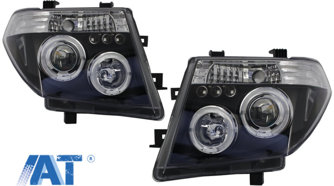 Faruri Angel Eyes compatibil cu Nissan Navara D40 (2004-2009) Nissan Pathfinder R51 (2005-2008) Negru