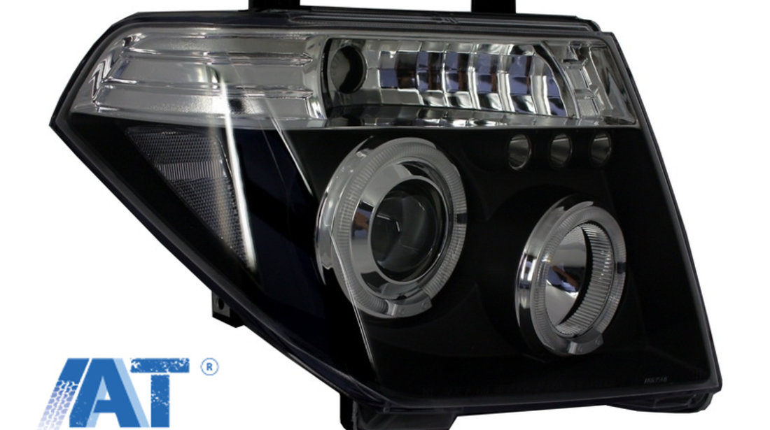 Faruri Angel Eyes compatibil cu Nissan Navara D40 (2004-2009) Nissan Pathfinder R51 (2005-2008) Negru