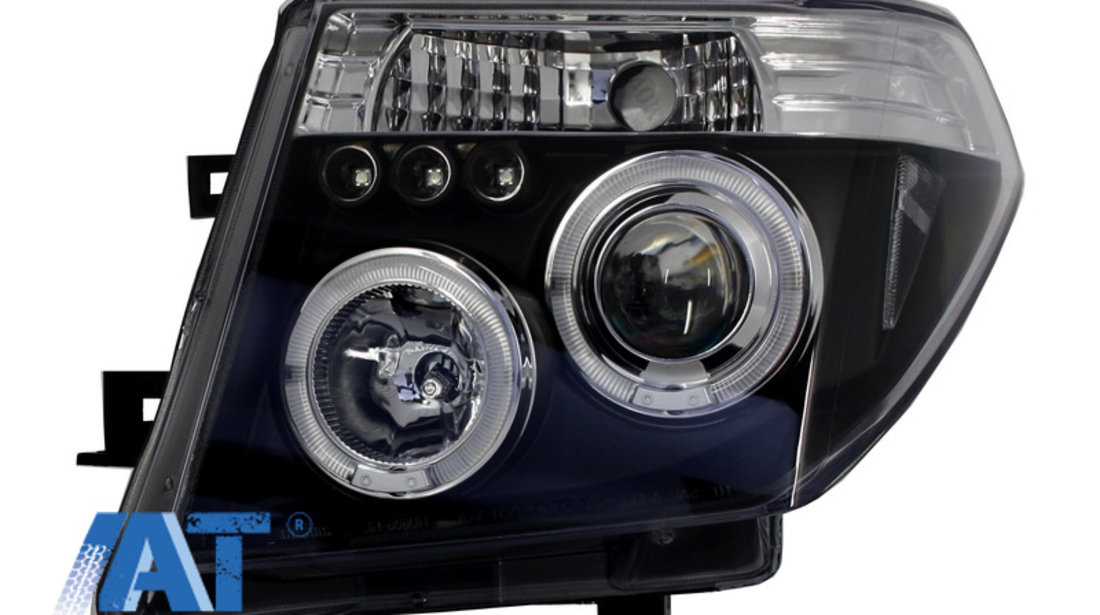 Faruri Angel Eyes compatibil cu Nissan Navara D40 (2004-2009) Nissan Pathfinder R51 (2005-2008) Negru