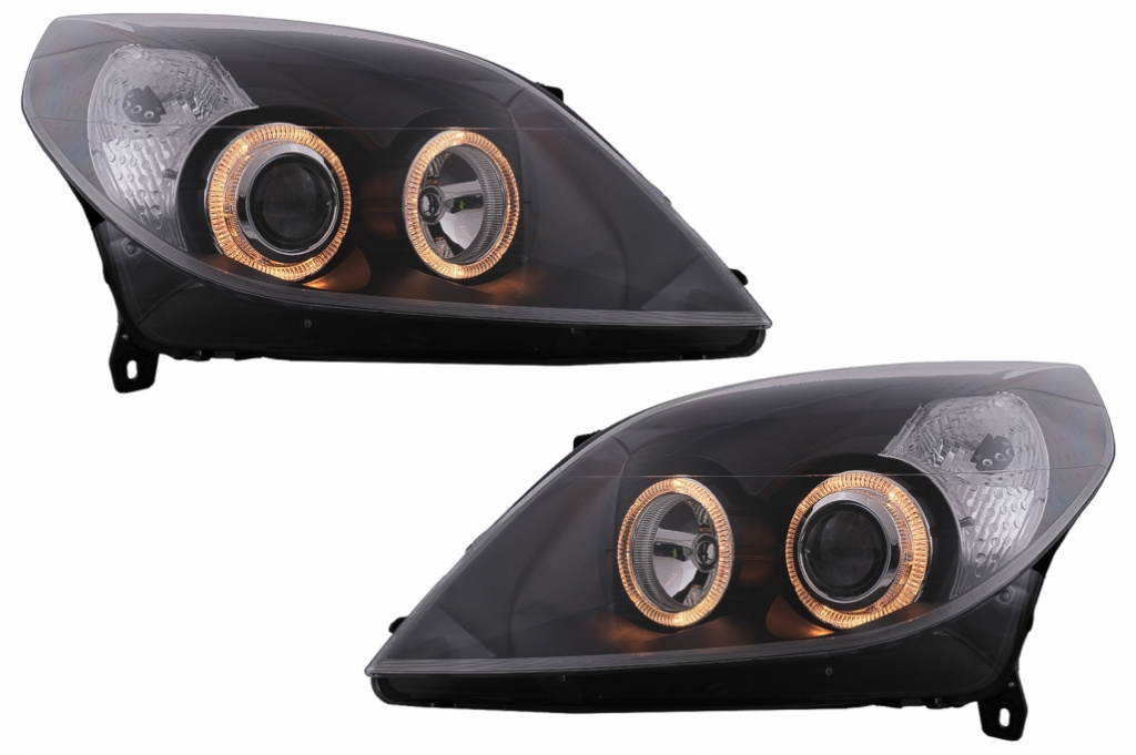 Faruri Angel Eyes compatibil cu Opel Vectra C Signum Facelift (09.2005-2008) Negru HLOPVECFLB