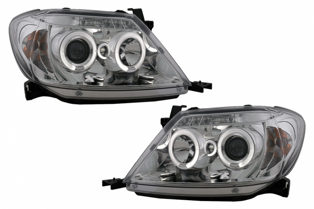 Faruri Angel Eyes compatibil cu Toyota Hilux (2005-2011) Crom HLTOHIC