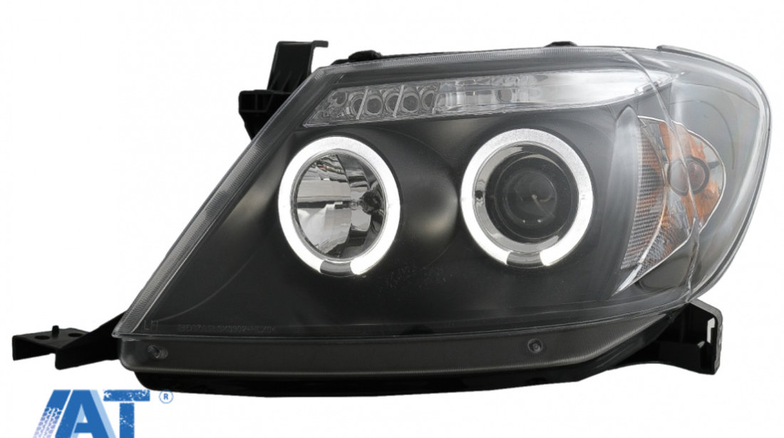 Faruri Angel Eyes compatibil cu Toyota Hilux (2005-2011) Negru