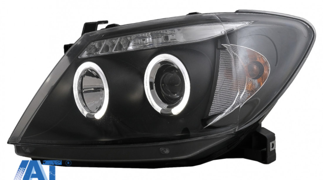 Faruri Angel Eyes compatibil cu Toyota Hilux (2005-2011) Negru