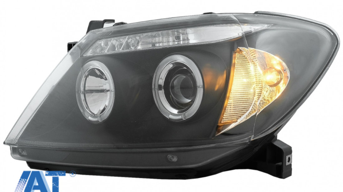 Faruri Angel Eyes compatibil cu Toyota Hilux (2005-2011) Negru